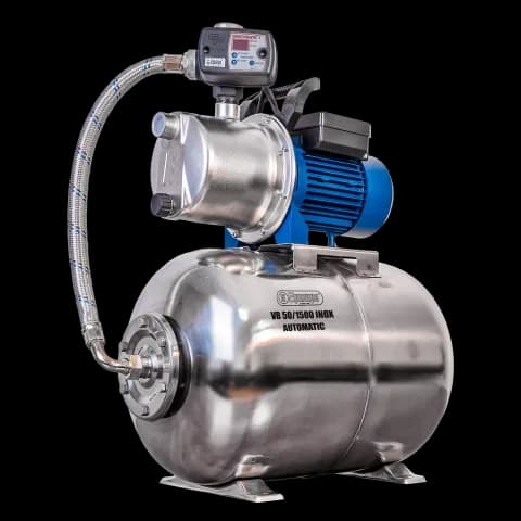 VB 50/1500 INOX Automatic Domestic waterwork, with INOX steel impeller, casing and pressure tank, 1500 W, 6.300 l/h, 4,8 bar, 50 L