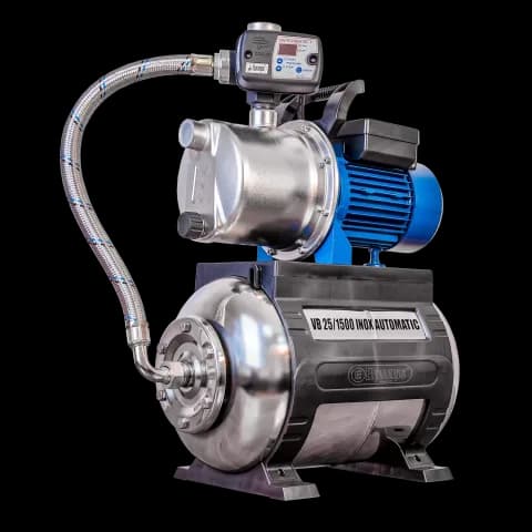 VB 25/1500 INOX Automatic Domestic waterwork, with INOX steel impeller, casing and pressure tank, 1500 W, 6.300 l/h, 4,8 bar, 25 L