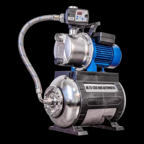 VB 25/1300 INOX Automatic Domestic waterwork, with INOX steel impeller, casing and pressure tank, 1300 W, 5.400 l/h, 4,8 bar, 25 L